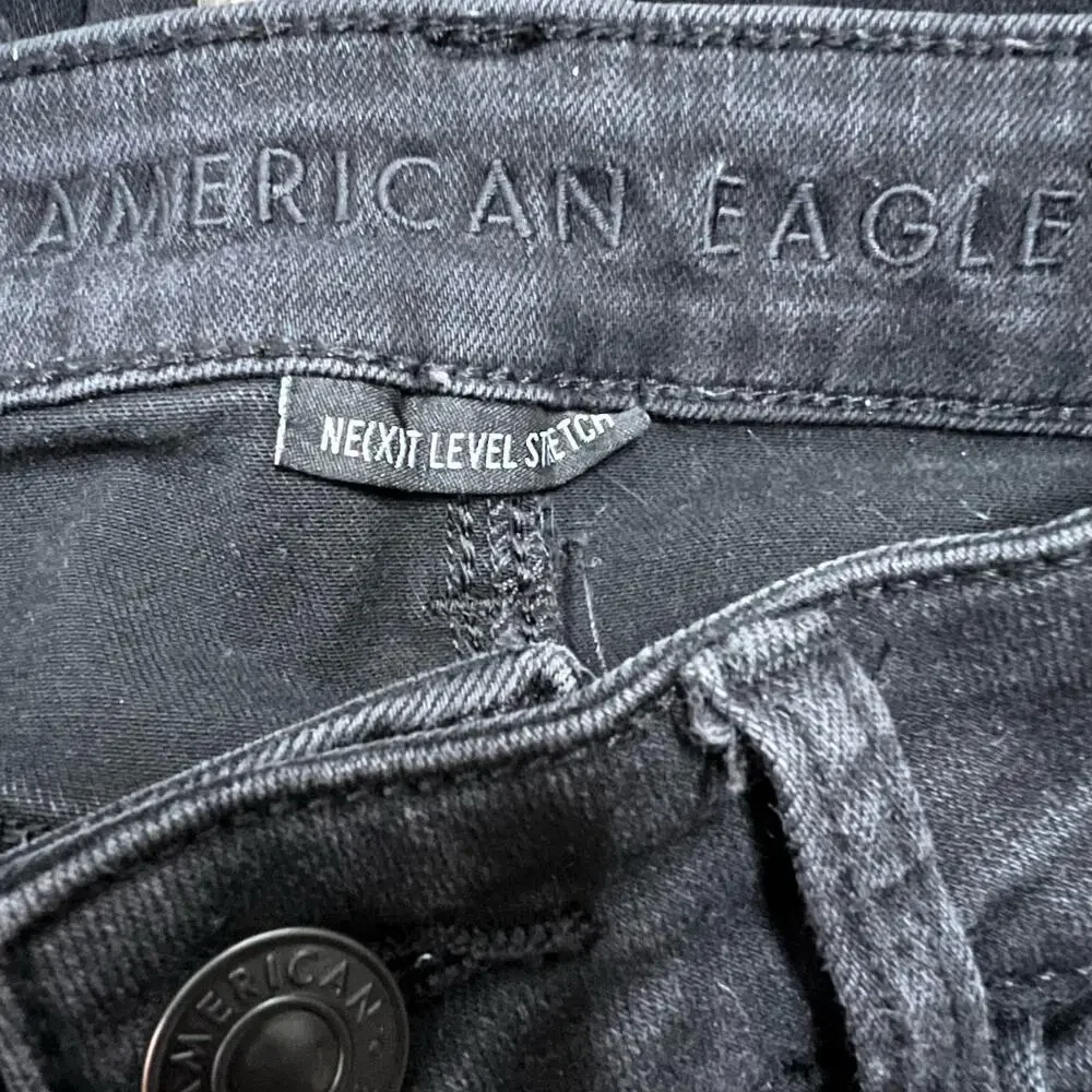 American Eagle Next Level Stretch High Rise Jegging 4 Long Women’s Black 1439 - Picture 4 of 7